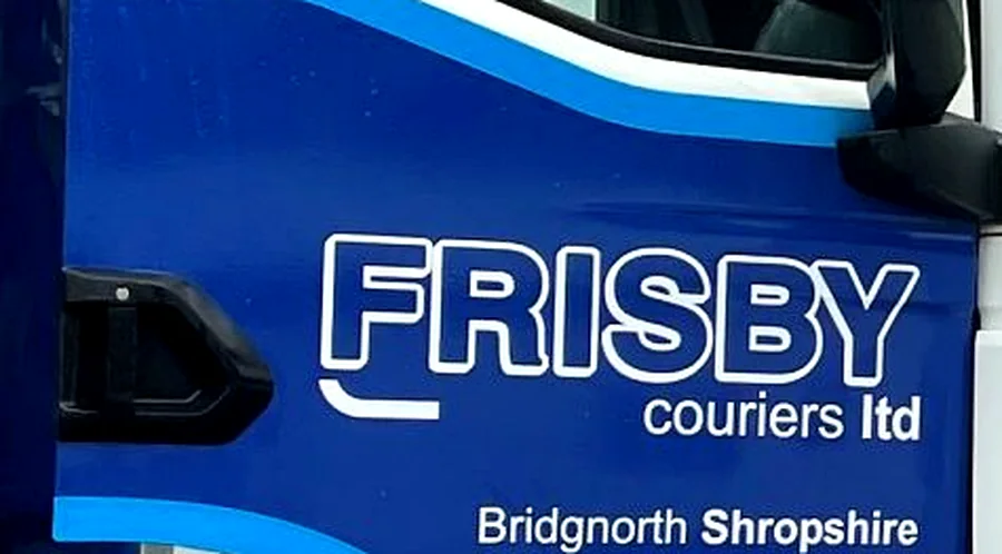 Original Frisby Couriers livery logo crop from the vehicle