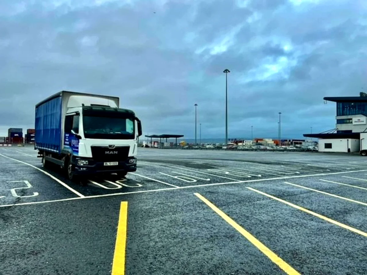 Frisby Couriers vehicle at a port or transport site